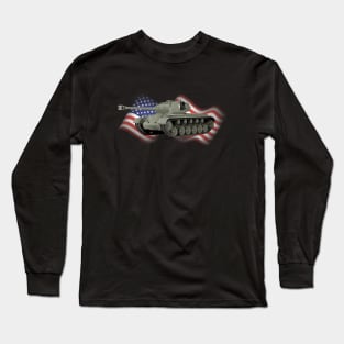 Patriotic M26 Pershing American WW2 Heavy Tank Long Sleeve T-Shirt